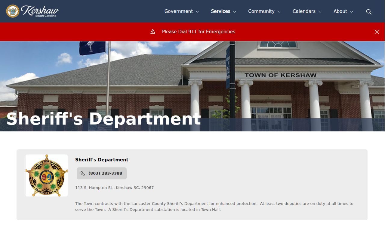 Kershaw sheriff substation criminal records office