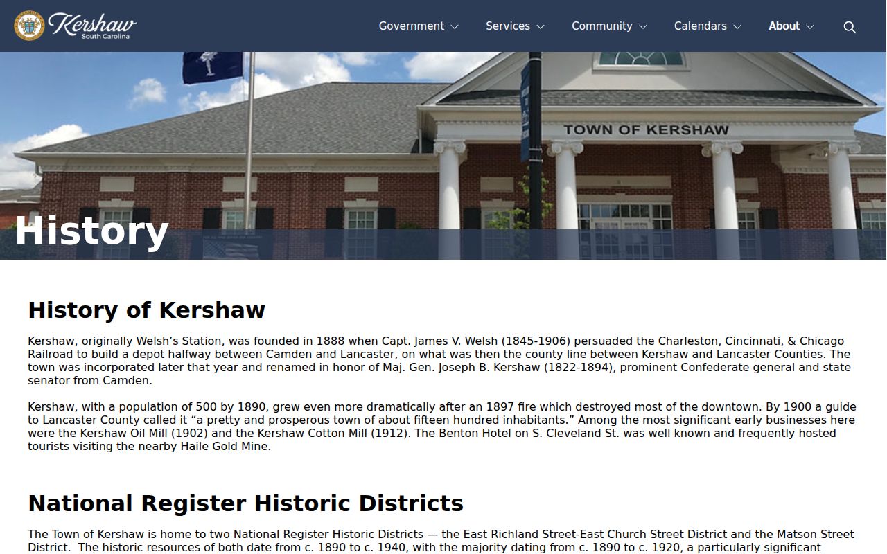 Kershaw town history and criminal records context