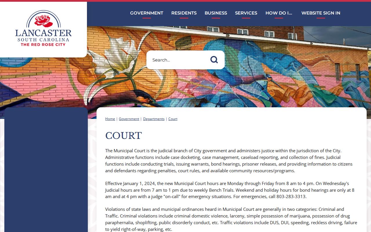 Lancaster Municipal Court criminal records and schedule