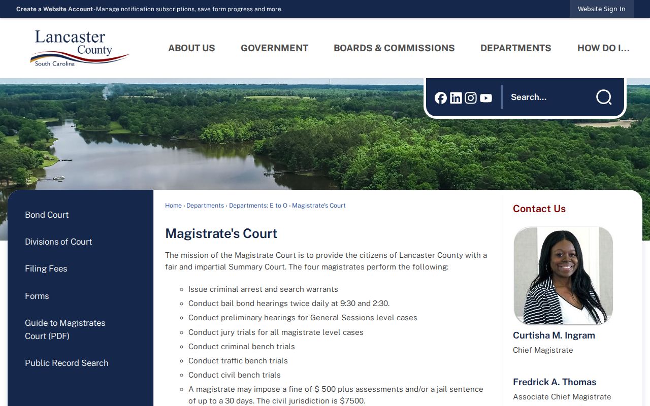 Lancaster County warrant and Magistrate Court criminal records