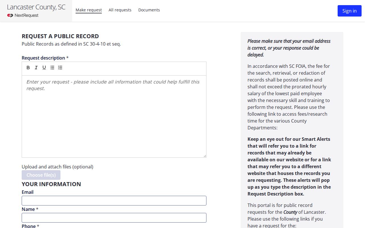 Lancaster County criminal record NextRequest submission portal