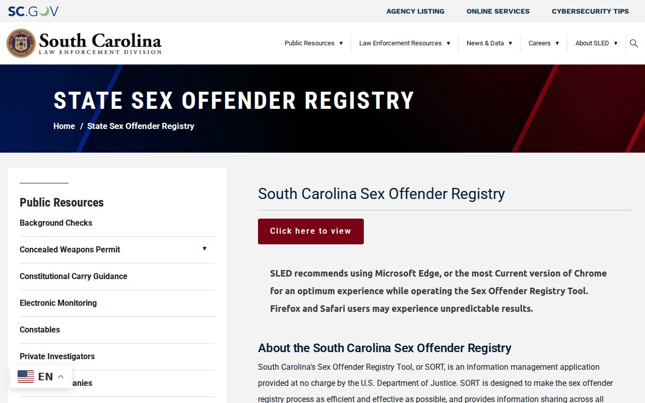 Lancaster County sex offender registry information from SLED