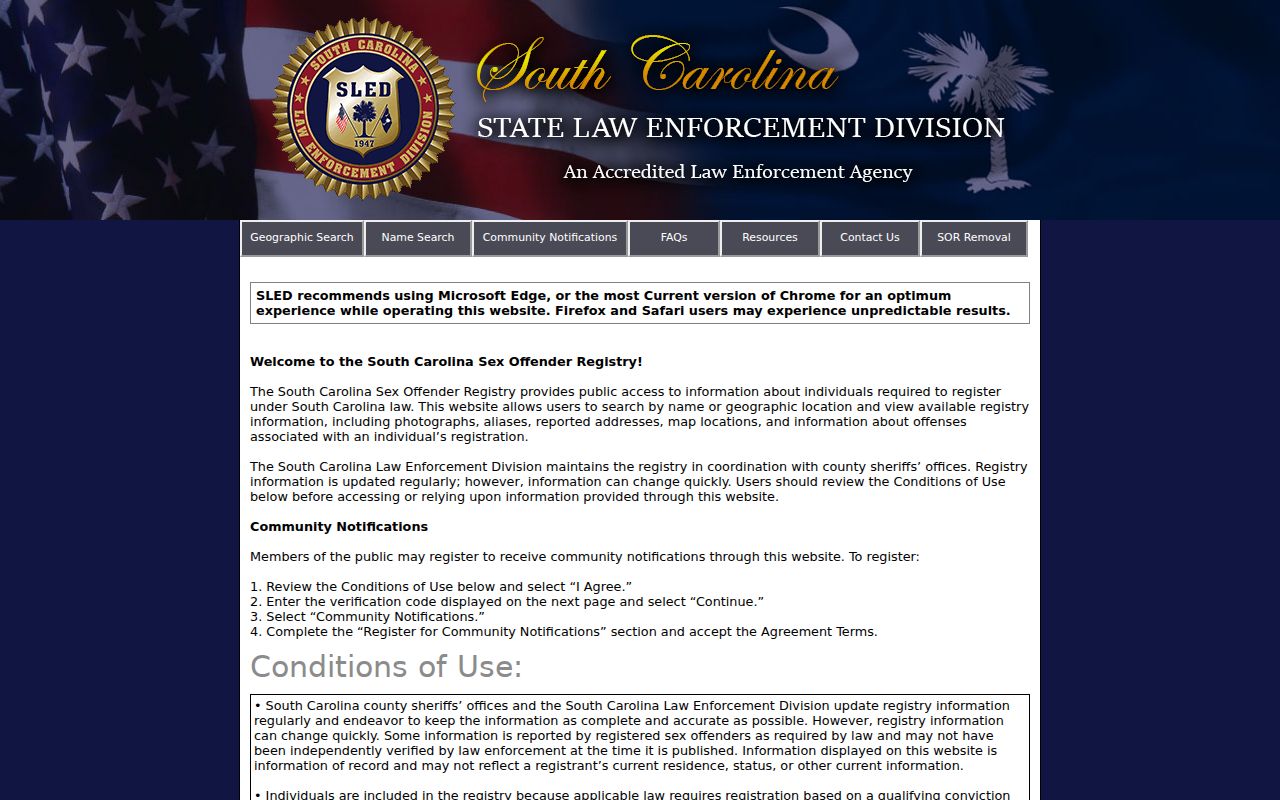 Lancaster County sex offender registry SORT entry screen